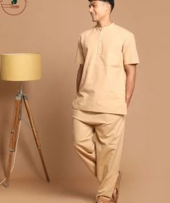 SHVAAS By VASTRAMAY Men's Brown Work From Home Collection Cotton Pyjama Set Rakhi