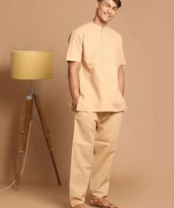 SHVAAS By VASTRAMAY Men's Brown Work From Home Collection Cotton Pyjama Set Rakhi