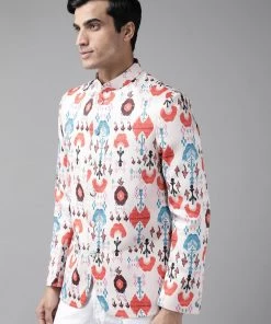 VASTRAMAY Men's Multicolor-Base-Cream Silk Blend Jodhpuri