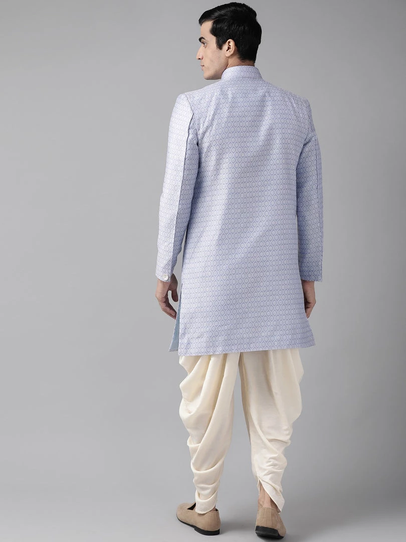 Sherwani/Indowestern Sets Vastramay Men's Lavender And Off-white Silk Blend Sherwani Set 5 Sherwani/Indowestern Sets Vastramay Men's Lavender And Off-white Silk Blend Sherwani Set
