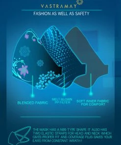 Vastramay Unisex 3 -Ply Self Design Reusable Anti-Pollution, Comfortable Large Coverage With Head Band Wellness Masks In Pink - Pack Of 1 Rakhi