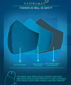 Vastramay Unisex 3 -Ply Solid Reusable Anti-Pollution, Comfortable Large Coverage With Head Band Wellness Biker Masks In Off White - Pack Of 1