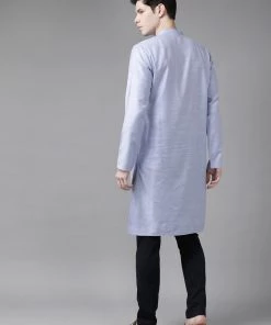 SHVAAS By VASTRAMAY Men's Aqua Blue Organic Cotton Kurta