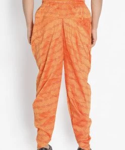 VASTRAMAY Men's Orange Cotton Blend Dhoti