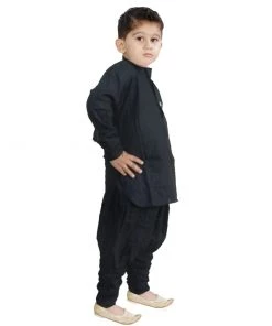 JBN Creation Boys' Black Cotton Kurta And Pyjama Set